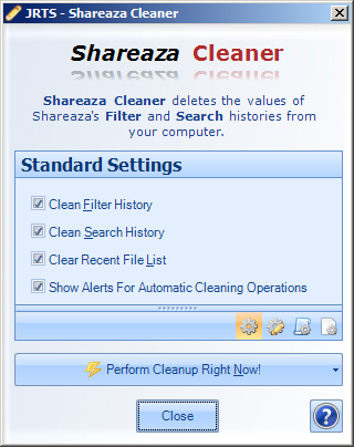 Config Screen for Shareaza Cleaner